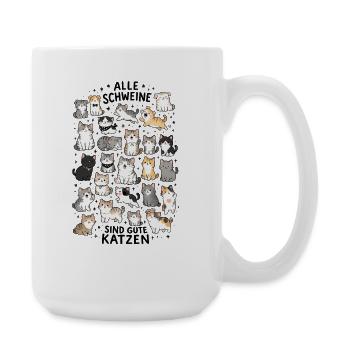 Katzenkolonie bunte Fellnasen Muster - Große Tasse 440 ml - Weiß - Rechts