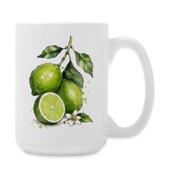 Aquarelle citron vert - Grande tasse 440 ml - blanc - Droite