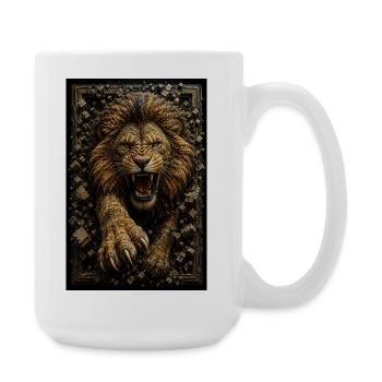 Lion doré fractal en relief - Grande tasse 440 ml - blanc - Droite