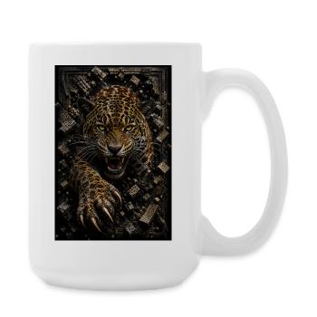 Leopard furious among the blocks - Large Mug 440 ml - white - Right