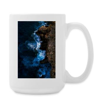 Coastal surf in the evening light - Large Mug 440 ml - white - Right