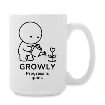 Growly – Progress Is Quiet | Plant Lover Mood - Große Tasse 440 ml - Weiß - Rechts