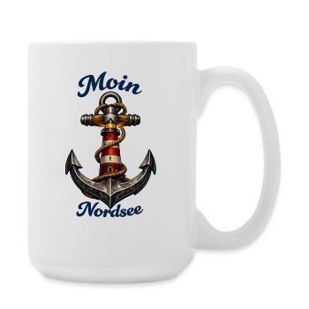 Nordsee Anker Leuchtturm - Große Tasse 440 ml - Weiß - Rechts