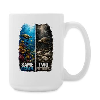 Same Ocean. Two Futures. – Sea turtle - Large Mug 440 ml - white - Right