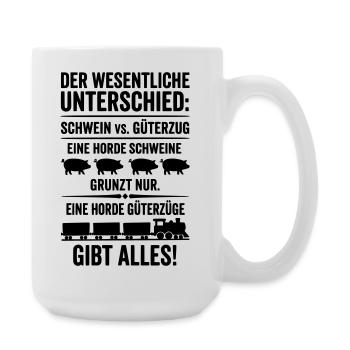 Güterzug VS Schweinehorde - Große Tasse 440 ml - Weiß - Rechts