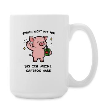Kawaii Schwein mit Saftbox - Große Tasse 440 ml - Weiß - Rechts