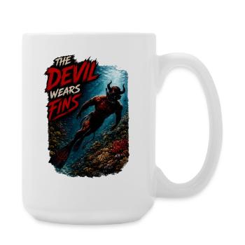 The Devil Wears Fins – Devil Diver | Scuba Diving - Große Tasse 440 ml - Weiß - Rechts