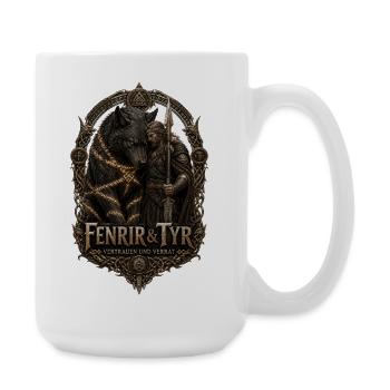 Fenrir & Tyr: Verrat und Mut - Große Tasse 440 ml - Weiß - Rechts