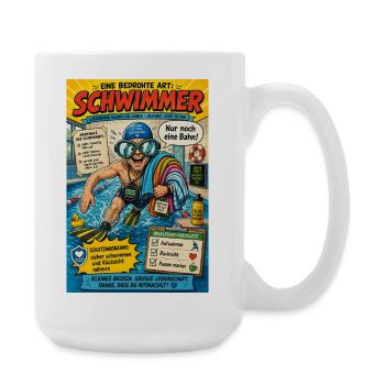 Der Schwimmer – nur noch eine Bahn - Große Tasse 440 ml - Weiß - Rechts