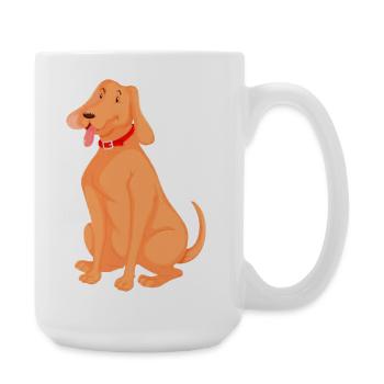 Glücklicher brauner Hund mit rotem Halsband - Große Tasse 440 ml - Weiß - Rechts