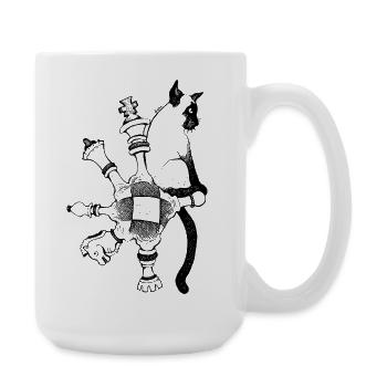 SIAMESISCHE KATZE – SIAMESISCHES SCHACH - Große Tasse 440 ml - Weiß - Rechts