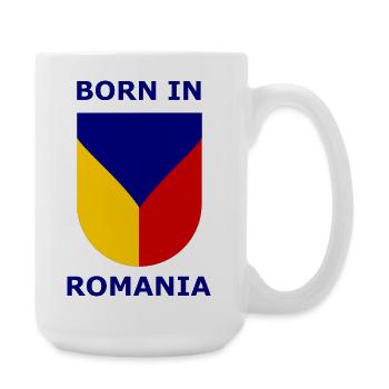 Born in Romania Shield - Large Mug 440 ml - white - Right