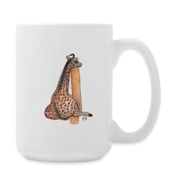 Giraffe Friend on Tree Trunk Watercolor Painting - Large Mug 440 ml - white - Right