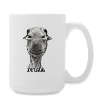 Du Esel – Lächelnder Eselkopf - Große Tasse 440 ml - Weiß - Rechts