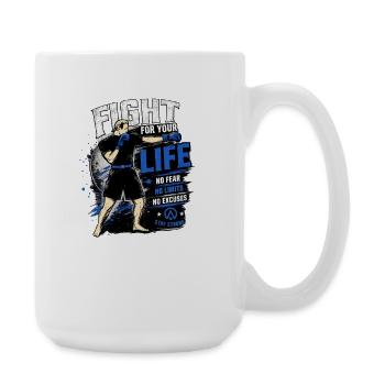 Fight for Your Life – Blue Power Motif - Large Mug 440 ml - white - Right