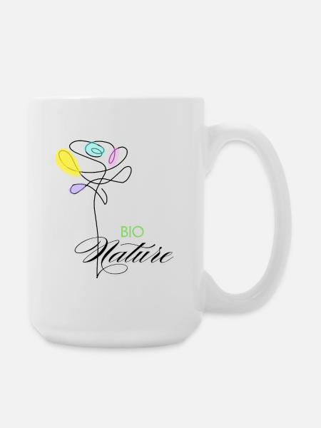 Colorful Organic Nature Flowers - Large Mug 440 ml - white