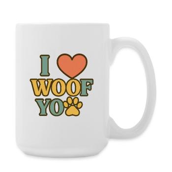 J’adore le design de cœur de patte WOOF - Grande tasse 440 ml - blanc - Droite