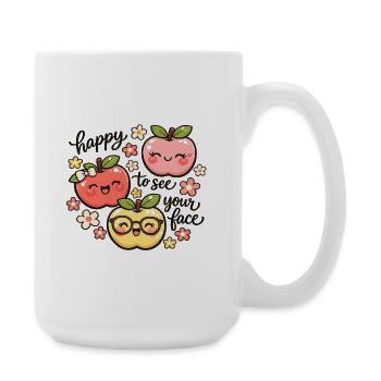 Kawaii Apple Trio Cheer - Large Mug 440 ml - white - Right
