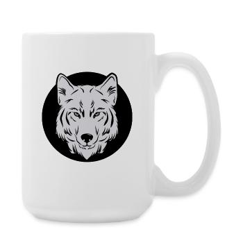 FÜHLENDE KLEIDUNG – DER WOLF - Große Tasse 440 ml - Weiß - Rechts