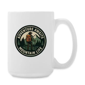 Abenteuer Warte Bergleben - Große Tasse 440 ml - Weiß - Rechts
