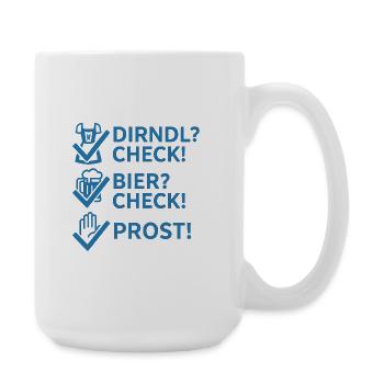 Dirndl Bier Prost Shirt – Lustiges Party Outfit - Große Tasse 440 ml - Weiß - Rechts
