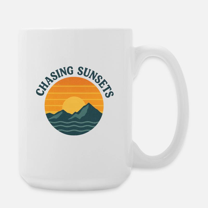Chasing Sunsets - Large Mug 440 ml - white