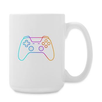 Neon Gamepad – Buntes Controller Motiv - Große Tasse 440 ml - Weiß - Rechts