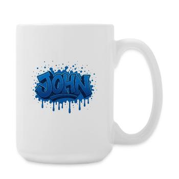 Graffiti  JOHN Prénom cadeau idéal imprimable sur  - Grande tasse 440 ml - blanc - Droite