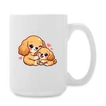 Maman chien câline son chiot - Grande tasse 440 ml - blanc - Droite