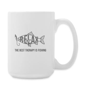 Angeln ist Therapie - Große Tasse 440 ml - Weiß - Rechts