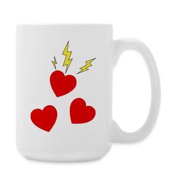 Elektrische Herzen in Rot - Große Tasse 440 ml - Weiß - Rechts