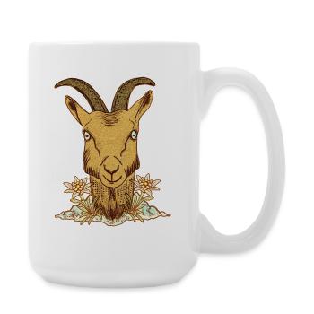 Capricorne vintage avec des fleurs - Grande tasse 440 ml - blanc - Droite