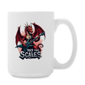 Drache mit Rockgitarre - Große Tasse 440 ml - Weiß - Rechts