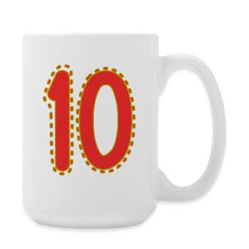 10. 10 JAHRE. 10-JÄHRIGES JUBILÄUM. 10-JÄHRIGES JUBILÄUM. - Große Tasse 440 ml - Weiß - Rechts
