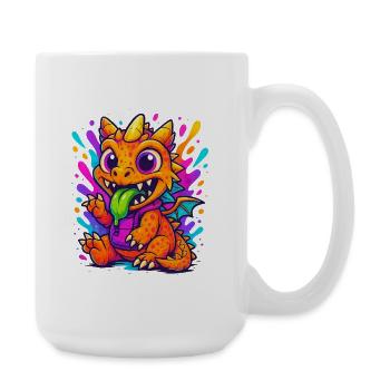 Colorful dinosaur with slime and wings - Large Mug 440 ml - white - Right