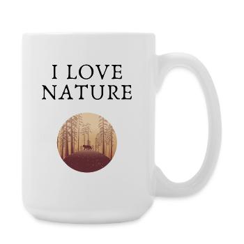 Cerf de forêt en silhouette au crépuscule - Grande tasse 440 ml - blanc - Droite