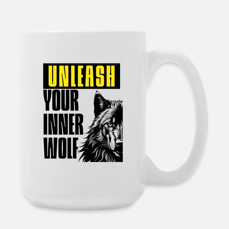 Unleash the wolf - Large Mug 440 ml - white