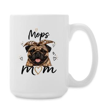 Pug Mom – Cadeau pour les amateurs de carlins - Grande tasse 440 ml - blanc - Droite