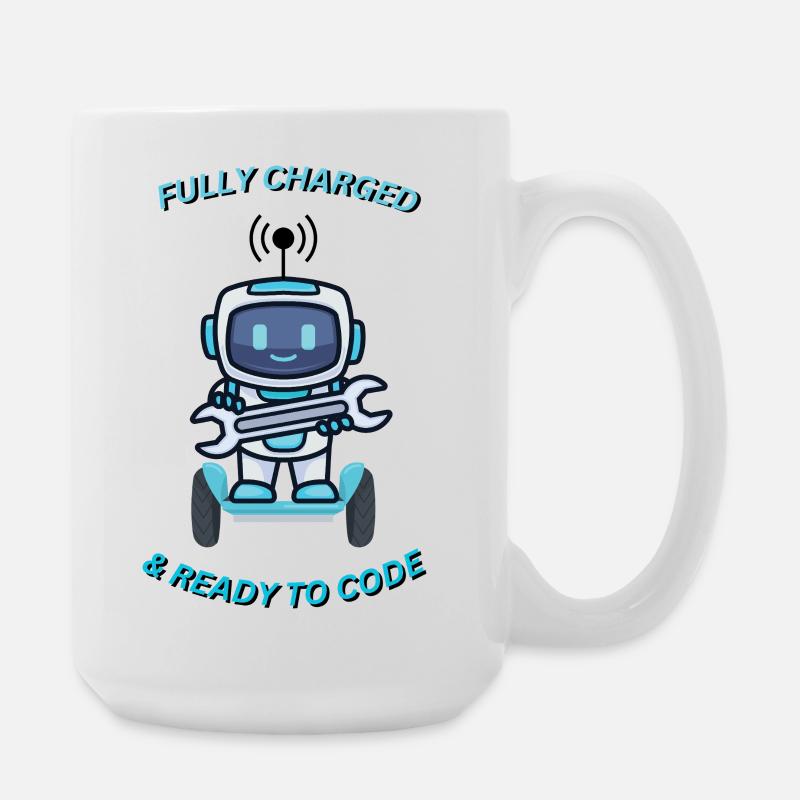 Robot with wrench - Large Mug 440 ml - white