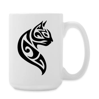 Katze Tribal - Große Tasse 440 ml - Weiß - Rechts
