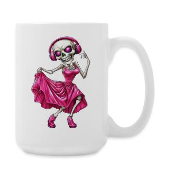 Squelette fou en robe rose et casque :) - Grande tasse 440 ml - blanc - Droite