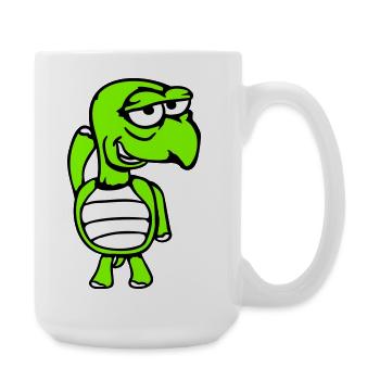 turtle mischievous funny silly shame cheeky - Large Mug 440 ml - white - Right