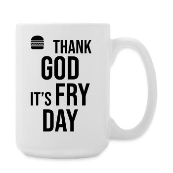 Thank God Its Fry Day - Large Mug 440 ml - white - Right