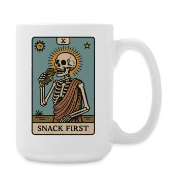 Snack Erstes Skelett Lustiger Spruch Halloween - Große Tasse 440 ml - Weiß - Rechts