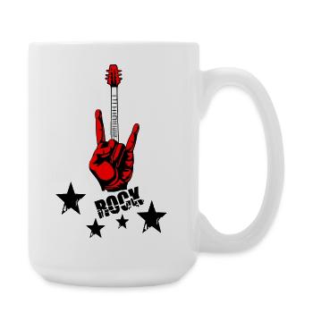 Rock Hand- und Gitarrenhals - Große Tasse 440 ml - Weiß - Rechts