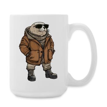 Seal Animal Cool Winter - Large Mug 440 ml - white - Right