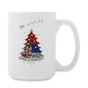 Christmas tree with Serbian flag - Large Mug 440 ml - white - Right