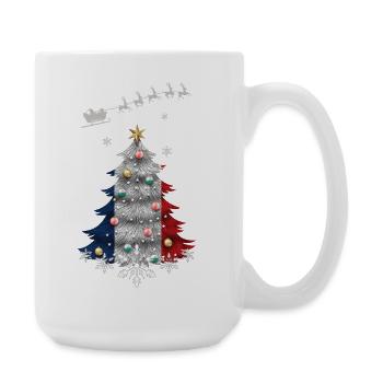 Christmas tree with France flag - Large Mug 440 ml - white - Right