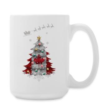 Christmas tree with Canada flag - Large Mug 440 ml - white - Right