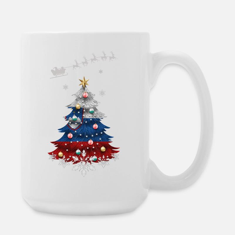 Christmas tree with Slovenia flag - Large Mug 440 ml - white